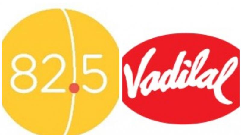 82.5 Communications X Vadilal logos