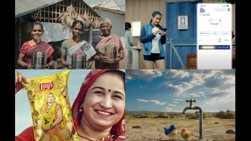 From top left clockwise: McCann's 'Dabba Savings Account', Tgthr's 'Loocator', Leo Burnett's 'Drops of Joy' and 'Project Farm Equal' campaigns  