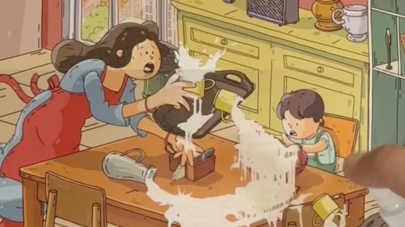 The spilt milk could be erased using water.