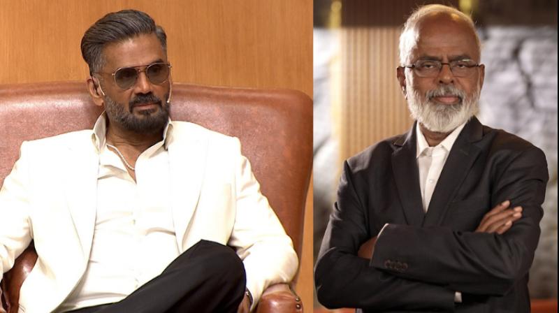 Suniel Shetty (left) and A Velumani in Bharat Ke Super Founders