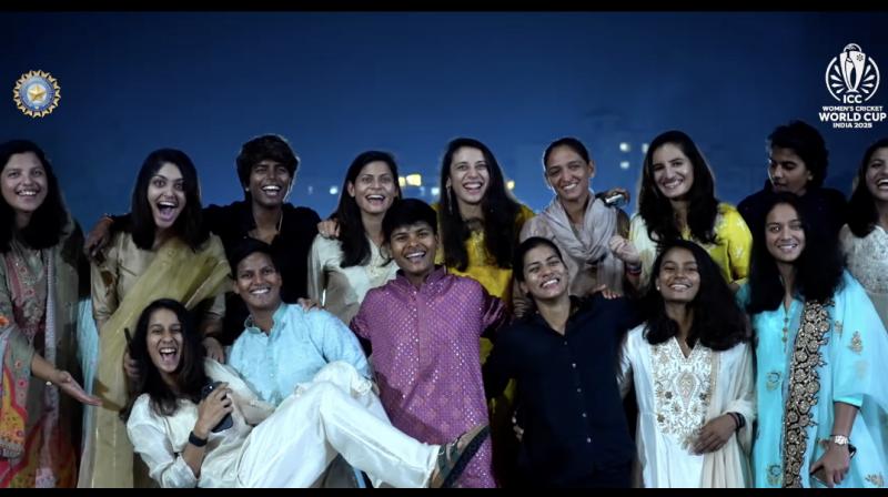 The Indian team celebrating Diwali at a dinner organised by DY Patil Stadium