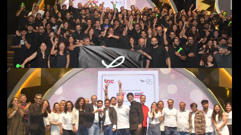 Team Leo (top) winning the 'Agency of the Year' and team McCann and Nestle receiving the 'Client of the Year'