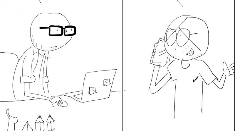 Dalbir Singh in conversation with a creative head to fix up a meeting