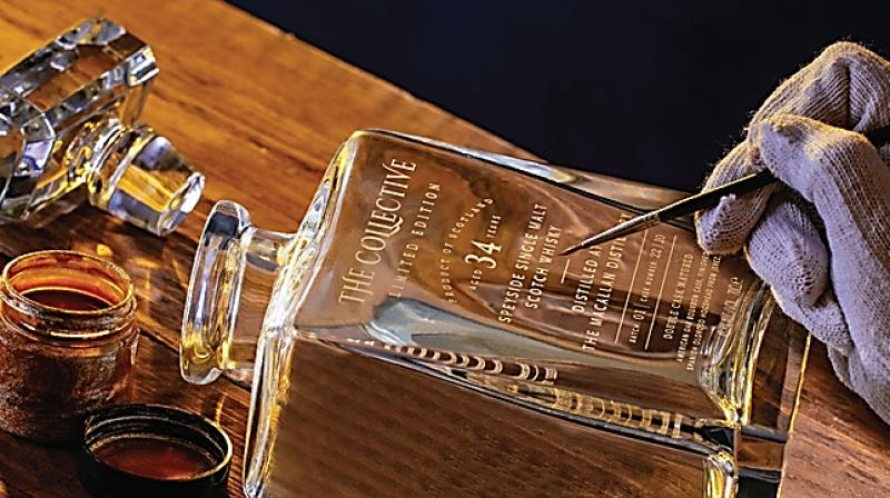 Each bottle comes in a hand-filled, individually engraved and gold-lettered decanter, paired with a handmade wooden box and a personally signed letter from Singh. 