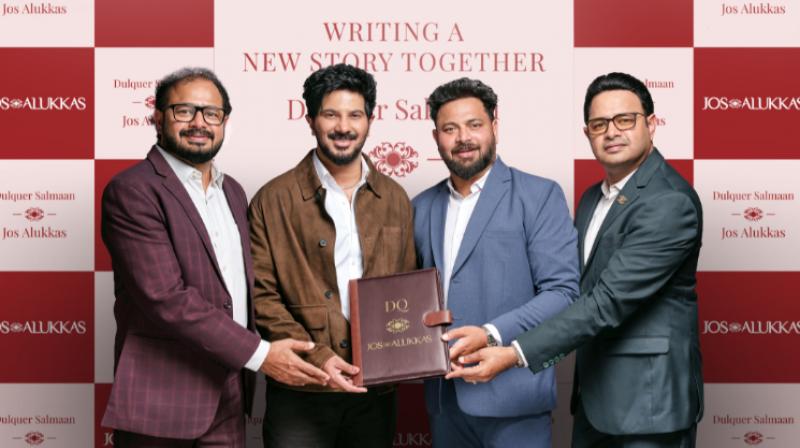 From L-R: Managing directors' Jos Alukkas - Varghese Alukkas, John Alukkas and Paul Alukkas with actor and brand ambassador, Dulquer Salmaan.
