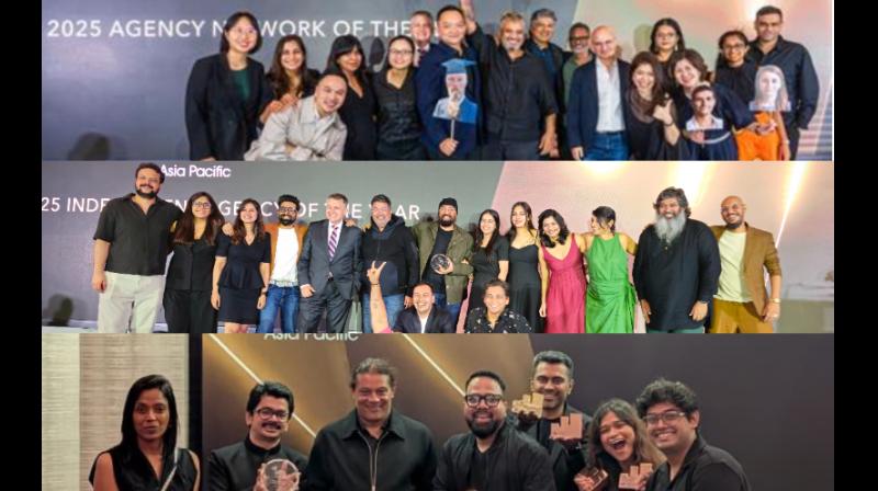 Team Ogilvy (top) receiving the 'Network of the Year', The Womb (centre) bagging the 'Independent Agency of the Year, and team Leo (below)