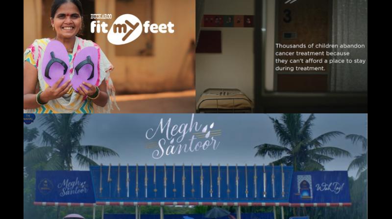 From top left (clockwise): McCann's 'Fit My Feet', Ogilvy's 'The Impossible Choice' and 'Megh Santoor' campaigns.