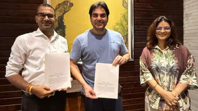 From left: Deep Sihag Sisai (founder and chairman, AVPL), Arbaaz Khan and Preet Sandhuu (founder and MD, AVPL). 