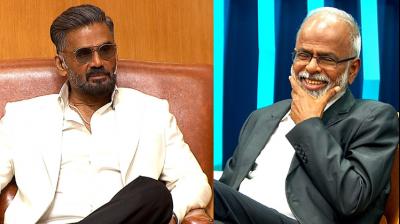Suniel Shetty (left) and A Velumani in Bharat Ke Super Founders