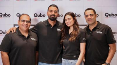 L – R : Nitin Dua (co-founder, Qubo), KL Rahul, Athiya Shetty, Nikhil Rajpal (founder and CEO, Qubo)