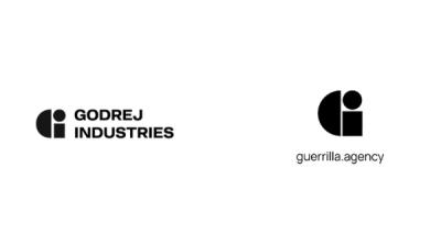 Godrej Industries Group's new logo (left) alongside Australian agency Guerrilla's identity (right), drawing comparisons for visual similarity.