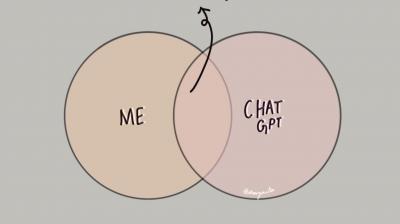 Aditi Jain illustrates the intersection of her thoughts and ChatGPT.