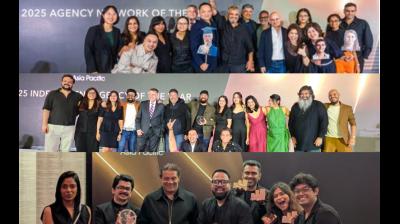 Team Ogilvy (top) receiving the 'Network of the Year', The Womb (centre) bagging the 'Independent Agency of the Year, and team Leo (below)