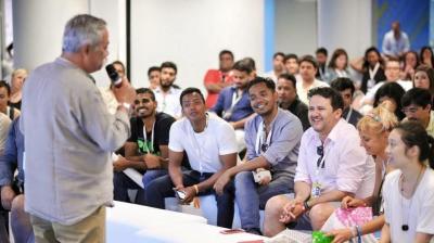 Piyush Pandey delivering a talk at Cannes Lions. Piyush Pandey delivering a talk at Cannes Lions.