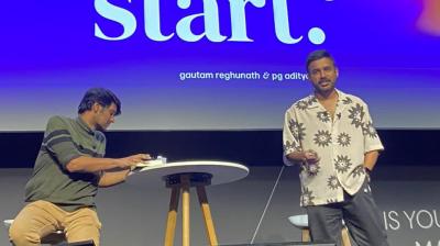 PG Aditiya (left) and Gautam Reghunath during their talk from the festival in 2023