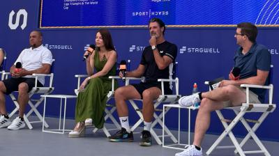 From left: Roberto Carlos, Tati Lindenberg, Patrick Mouratoglou and Jameson Fleming